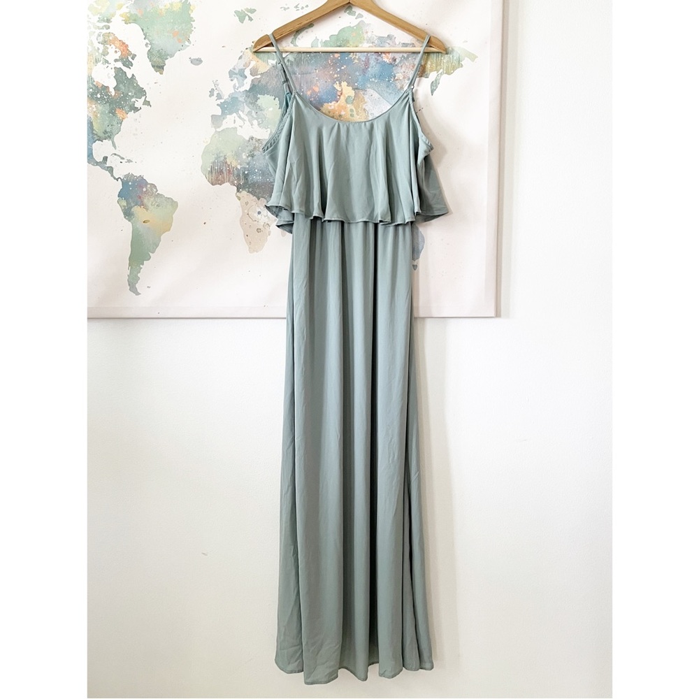 Show Me Your Mumu Dress Size Medium Caitlin Maxi Silver Sage Ruffle Wedding